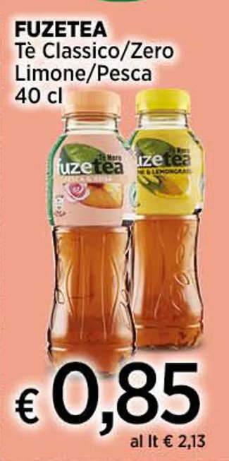 Ipercoop FUZETEA Tè Classico/Zero Limone/Pesca 40 cl offerta