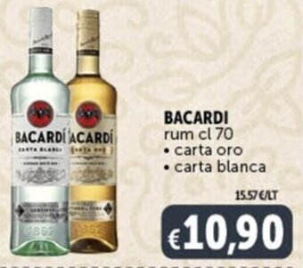 Deco Supermercati BACARDI rum cl 70 • carta oro • carta blanca offerta