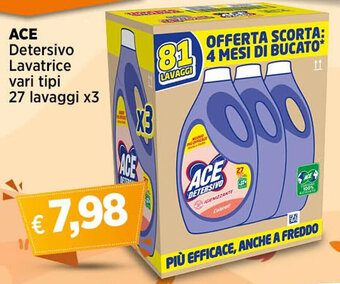 ACE Detersivo Lavatrice vari tipi 27 lavaggi x3
