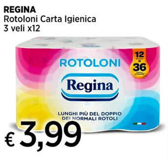 Ipercoop REGINA Rotoloni Carta Igienica 3 veli x12 offerta