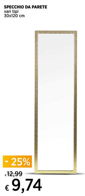 Ipercoop SPECCHIO DA PARETE vari tipi 30x120 cm offerta