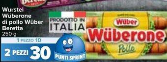Carrefour Wurstel Wüberone di pollo Wüber Beretta 250 g offerta