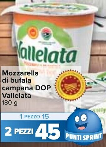 Carrefour Mozzarella di bufala campana DOP Vallelata 180 g offerta