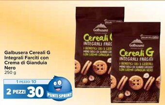 Carrefour Galbusera Cereali G Integrali Farciti con Crema di Gianduia Nero 250 g offerta