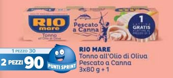 Carrefour RIO MARE Tonno all'Olio di Oliva Pescato a Canna 3x80 g +1 offerta