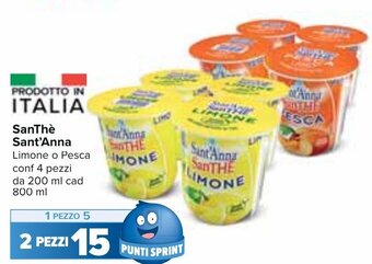 Carrefour SanThè Sant'Anna Limone o Pesca conf 4 pezzi da 200 ml cad 800 ml offerta