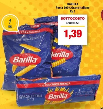 Hurrà BARILLA Pasta 100% Grano Italiano Kg 1 offerta