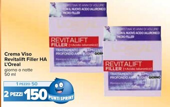 Carrefour Crema Viso Revitalift Filler HA L'Oreal giorno o notte 50 ml offerta