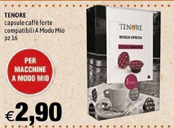 Hurrà TENORE capsule caffè forte compatibili A Modo Mio pz 16 offerta