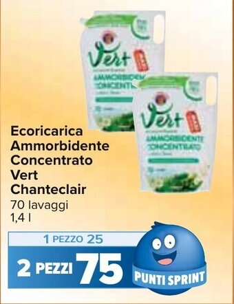 Carrefour Ecoricarica Ammorbidente Concentrato Vert Chanteclair 70 lavaggi 1,4 l offerta