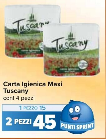 Carrefour Carta Igienica Maxi Tuscany conf 4 pezzi offerta