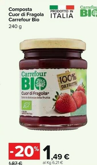 Carrefour Carrefour Bio - Cuor Di Fragola 240 G(ml) offerta