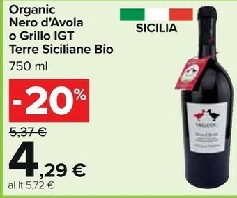 Carrefour Terre siciliane Nero d'Avola offerta