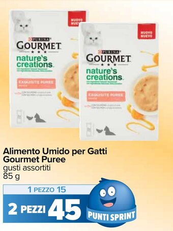 Carrefour Alimento Umido per Gatti Gourmet Puree gusti assortiti 85 g offerta