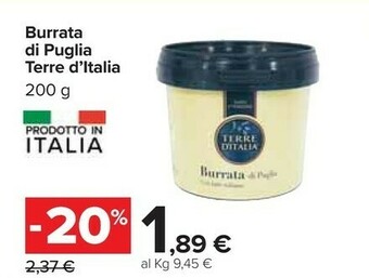 Carrefour Terre d'Italia Burrata Di Puglia 200 G offerta