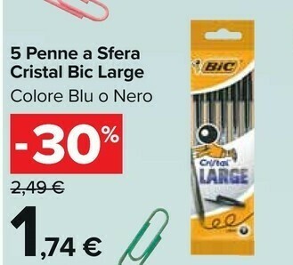 Carrefour Market Bic Cristal Large Nero Pouch 5 offerta