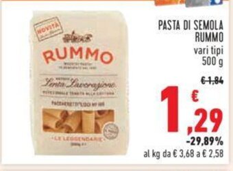 PASTA DI SEMOLA RUMMO vari tipi 500 g
