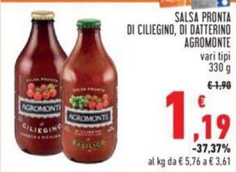 Conad SALSA PRONTA DI CILIEGINO, DI DATTERINO AGROMONTE vari tipi 330 g offerta