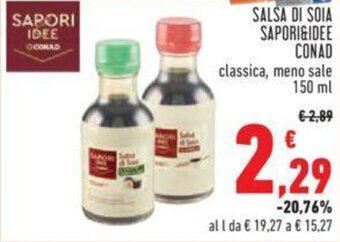 Conad SALSA DI SOIA SAPORI&IDEE CONAD 150 ml offerta
