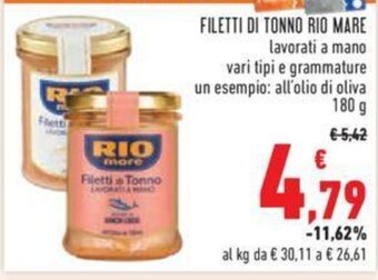 Conad FILETTI DI TONNO RIO MARE 180 g offerta