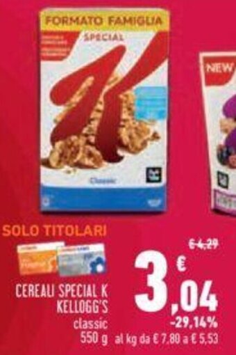 Conad CEREALI SPECIAL K KELLOGG'S classic 550 g offerta