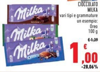 Conad CIOCCOLATO MILKA Oreo 100 g offerta