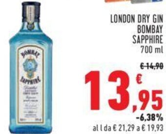 Conad LONDON DRY GIN BOMBAY SAPPHIRE 700 ml offerta