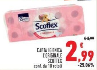 Conad CARTA IGIENICA L'ORIGINALE SCOTTEX conf. da 10 rotoli offerta