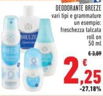 Conad DEODORANTE BREEZE vari tipi 50 ml offerta