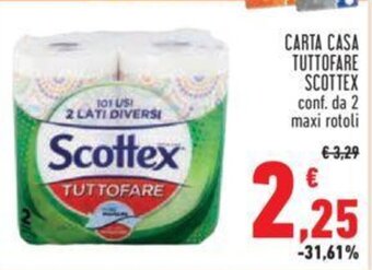 Conad CARTA CASA TUTTOFARE SCOTTEX conf. da 2 maxi rotoli offerta