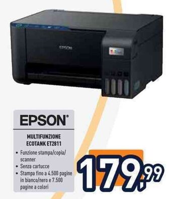 Unieuro EPSON MULTIFUNZIONE ECOTANK ET2811 offerta