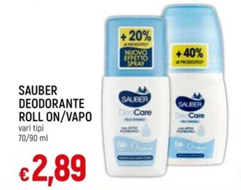 Galassia SAUBER DEODORANTE ROLL ON/VAPO vari tipi 70/90 ml offerta