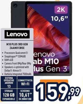 Unieuro Lenovo M10 PLUS 3RD GEN ZAAM0138SE offerta