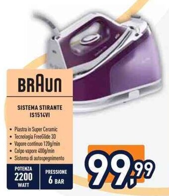 Unieuro BRAUN SISTEMA STIRANTE IS1514VI offerta
