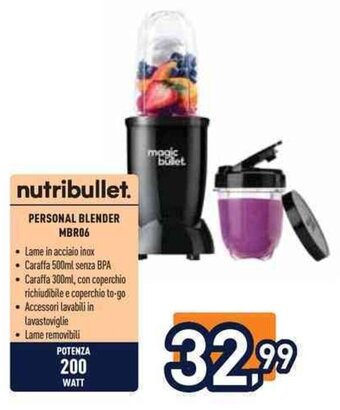Unieuro nutribullet. PERSONAL BLENDER MBR06 offerta