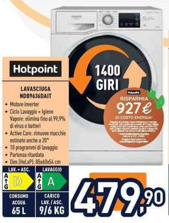 Unieuro Hotpoint LAVASCIUGA NDB9636DAIT offerta