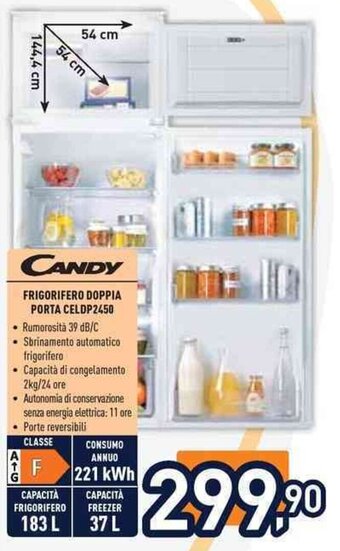Unieuro CANDY FRIGORIFERO DOPPIA PORTA CELDP2450 offerta