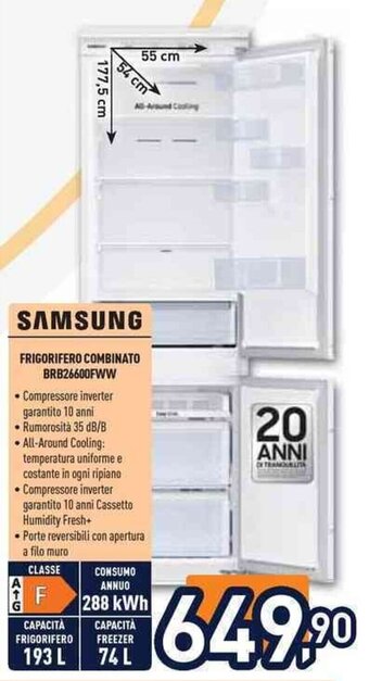 Unieuro SAMSUNG FRIGORIFERO COMBINATO BRB26600FWW offerta