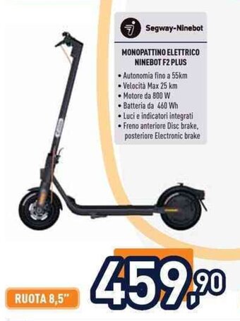 Unieuro Segway-Ninebot MONOPATTINO ELETTRICO NINEBOT F2 PLUS offerta