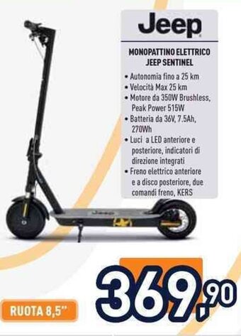 Unieuro Jeep MONOPATTINO ELETTRICO JEEP SENTINEL offerta