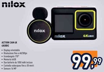 Unieuro nilox ACTION CAM 4K 4KUBIC offerta