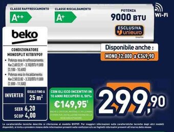 Unieuro beko CONDIZIONATORE MONOSPLIT KITBIVP09 offerta