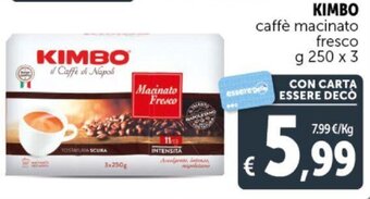 Deco Supermercati KIMBO caffè macinato fresco g 250 x 3 offerta