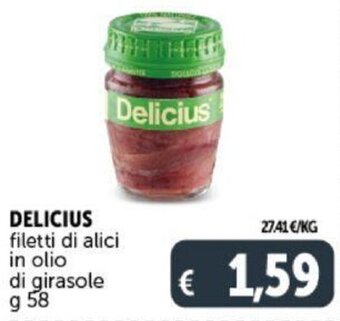 Deco Supermercati DELICIUS filetti di alici in olio di girasole g 58 offerta