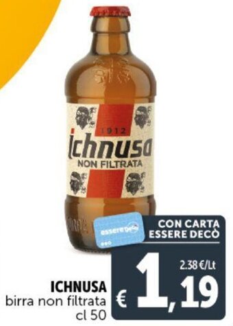 Deco Supermercati ICHNUSA birra non filtrata cl 50 offerta
