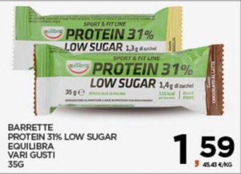 Interspar BARRETTE PROTEIN 31% LOW SUGAR EQUILIBRA VARI GUSTI 35G offerta
