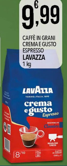 Iper Nonna Isa CAFFÈ IN GRANI CREMA E GUSTO ESPRESSO LAVAZZA 1 kg offerta
