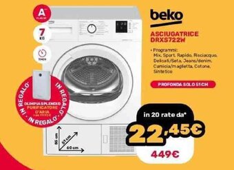 Fiducia & Convenienza beko ASCIUGATRICE DRXS722W offerta