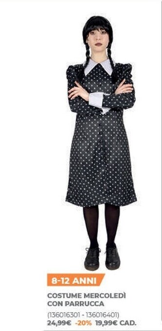 Toys Center Costume mercoledi con parrucca offerta