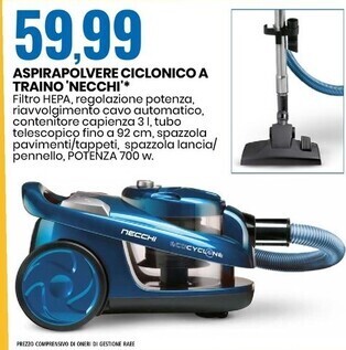 Eurospin Necchi aspirapolvere ciclonico a traino offerta